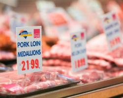Pork in butchers case