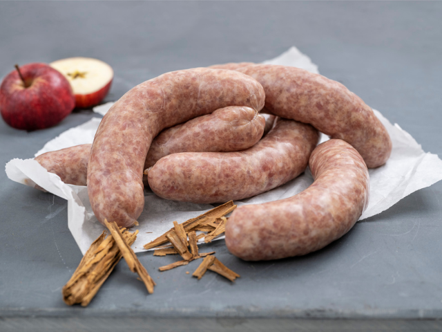 Pork, apple and cinnamon sausages