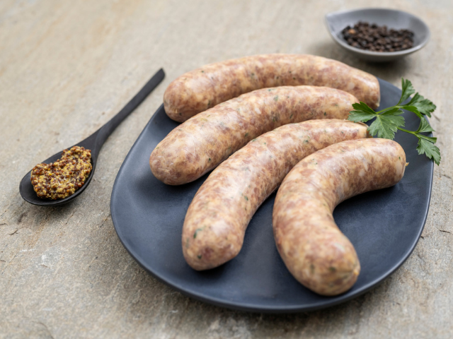 Pork, cheddar and mustard sausages